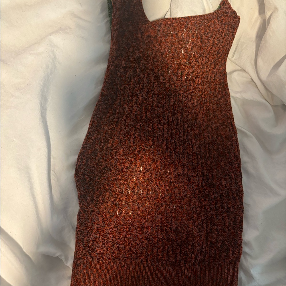 Zara knit brown and green backless top